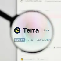 The logo of Terra Luna coin in three bubbles The logo of Terra Luna coin in three bubbles