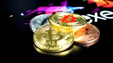 A pile of tokens representing bitcoins