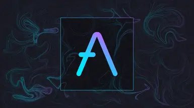 Aave logo in front of a purple and blue liquid background Aave logo in front of a purple and blue liquid background