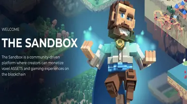 Introduction screen to The Sandbox virtual game