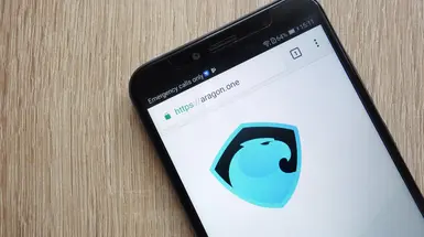 Phone showing Aragon logo Phone showing Aragon logo