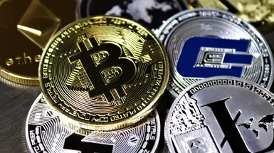 A variety of cryptocurrency coins A variety of cryptocurrency coins