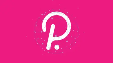 White polkadot crypto logo on a pink background