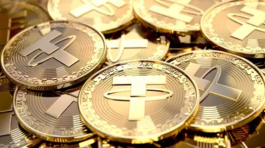 Pile of tether tokens Pile of tether tokens