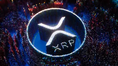 XRP coin on black background