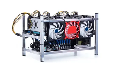 A typical computer rig used by crypto miners