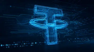 Tether’s logo against digital-style backdrop Tether’s logo against digital-style backdrop
