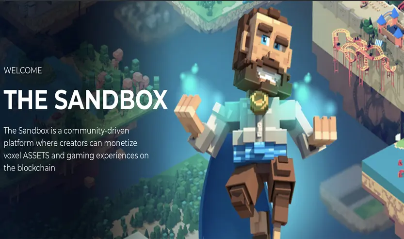 Introduction screen to The Sandbox virtual game
