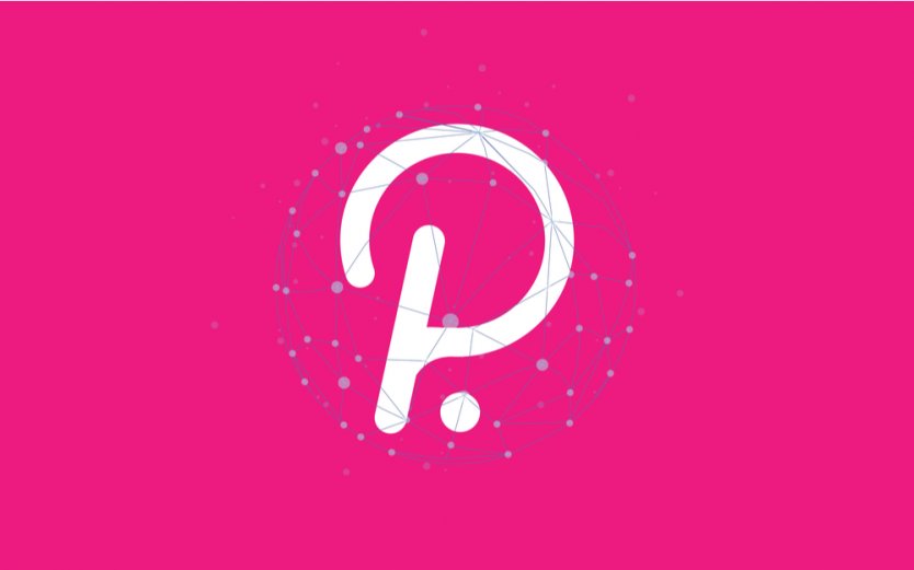 White polkadot crypto logo on a pink background